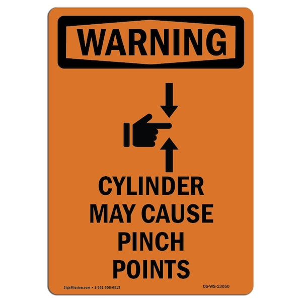 Safety Sign, OSHA WARNING, 24" Height, Rigid Plastic, Cylinder May Cause, Portrait